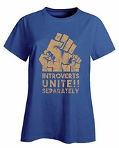 Kellyww Funny Introverts Unite Separately Ladies T-Shirt Antisocial Desi... - $32.66