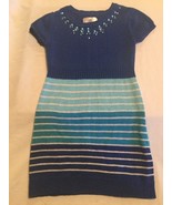Size 8 Justice sweater dress metallic stripes sequins rhinestone - $14.29