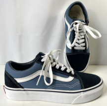 Vans Old Skool Skate Shoes Blue Black Low Top Canvas Suede Sneakers M 3.5 W 5 - £15.85 GBP