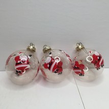 The Victoria Collection Clear Glass Snowing Santa Ball Ornaments Set of 3 - £19.92 GBP