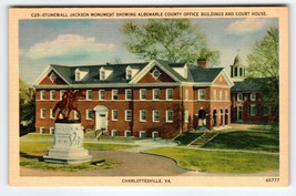 Stonewall Jackson Monument Court House Charlottesville Virginia Postcard Linen - $11.25