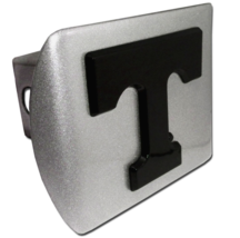 university of tennessee black on brushed chrome trailer hitch cover usa made - £62.84 GBP