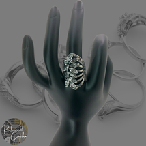 Women Silver Tone Metal Leaf Cluster Statement Cocktail Long Fashion Ring Size 8 - £9.51 GBP