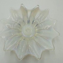 Fostoria Heirloom Glass Opalescent Taper Candle Holder Fold Over Ddge White - £65.75 GBP