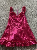 Womens magenta Ruffles Back Lace up Lingerie Dress Adjustable Strapes Si... - £6.64 GBP