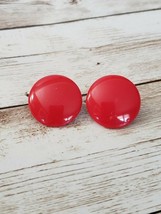 Vintage Clip On Earrings Red Circle - £9.50 GBP