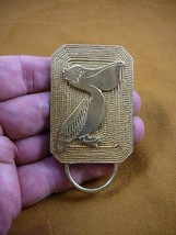 E-845) Pelican coastal bird textured brass Eyeglass pin pendant ID badge holder - £18.77 GBP