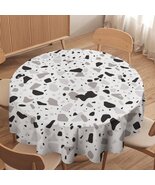 Monochrome Terrazo Pattern Round Tablecloth 36" 50" 60" 70" - $24.00+