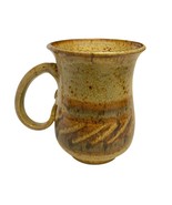 Handmade Coffee Mug Earth Tones Stripe Studio Pottery Stoneware Fun Handle - $278.12 MXN