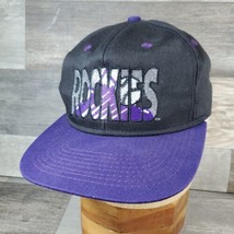 VTG Colorado Rockies Snapback Hat #1 Apparel MLB Black / Purple Baseball 90s EUC - £10.12 GBP