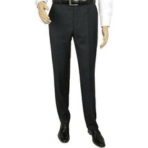 Mens MANTONI Flat Front Pants 100% Wool Super 140's Classic Fit 46306-3 Charcoal image 3