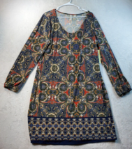 Tacera Shift Dress Womens Size XL Multi Paisley Polyester Long Sleeve Round Neck - £13.39 GBP
