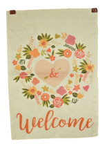 Spring Flowers Welcome Garden Flag Double Sided Burlap 12 x 18 inches - $9.37