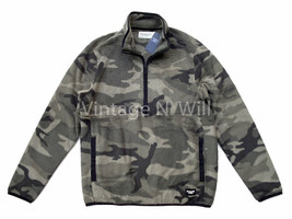 Abercrombie Fitch Mens M Woodland Camouflage Half-Zip Fleece Mockneck Sweatshirt - £28.40 GBP