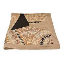 Alberto Fabiani Beige &amp; Black Floral Flowers Square Silk Scarf Foulard Wrap - $78.21