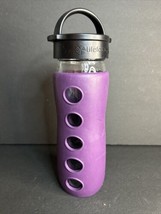 Lifefactory Glass Water Bottle Purple Top Handle  16 Oz Perfect Condition - £8.92 GBP