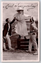 Victorian Woman Two Handsome Men Most Invigorating Beach Prop Postcard H24 - £7.82 GBP