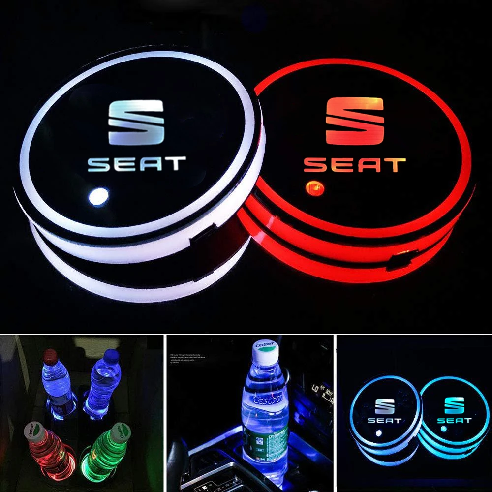 1x Led Car Cup Drink Holder Logo Light USB Charging  Coaster For Seat fr mk2 mk3 - £114.28 GBP