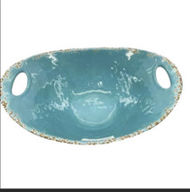 TOMMY BAHAMA Melamine Big Oval Serving Bowl (Turquoise Blue Crackle) - $54.45