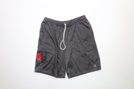 Champion Mens Large Distressed Big Logo Above Knee Mesh Shorts Gray Polyester - £27.05 GBP