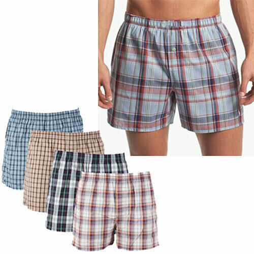 #1 Mens Boxer Plaid Shorts Panties Underwear Cotton Briefs Waistband 3pcs set