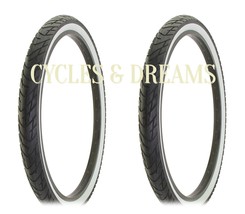 Two Semi Slick White Wall Duro Bike Tires 26 X 2.125, Beach Bum Tread, Cruiser - £39.55 GBP