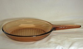 Corning Vision Ware 10&quot; Skillet Frying Pan Amber Waffle Glass France - £31.14 GBP