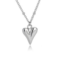 Silver Color Heart Necklace For Women Stainless Steel Clavicle Chain Cho... - £21.67 GBP