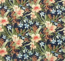 Tommy Bahama Le Mar Ink Blue Floral Outdoor Indoor Multiuse Fabric Bty 54&quot;W - £8.62 GBP