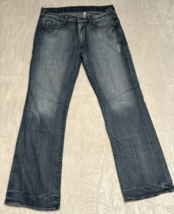 Guess Premium CLIFF Boot Cut Jeans Mens 34x32 Blue Distressed Cotton Rel... - £23.56 GBP