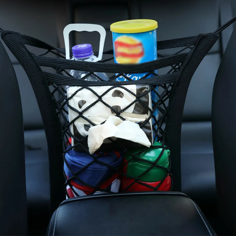 3 Layer Car Seat Back Hanging Bag Mesh Pocket Organizer Collector Storage Box - £12.01 GBP