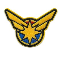 Captain Marvel Iron On Patch 3.5&quot; Superhero Avengers Embroidered Applique - £3.95 GBP