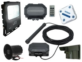 Floodlight &amp; Siren Driveway Alarm PIR &amp; Vehicle Sensing Probe &amp; Indoor Receiver - £503.42 GBP