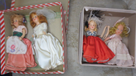 4 Vintage 5 1/2" Dolls Jointed Arms painted eyes Nancy Ann bisque - $46.46