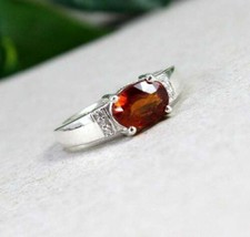 Certified 4.60 Carat Natural Garnet Ring 925 Sterling Silver Fine Silver Ring - £37.04 GBP