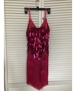 Fuchsia Flapper Fridged dress Small - $55.56 CAD
