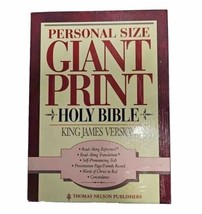 Nelson KJV Personal Size Giant Print Reference Bible Black Leather Cover... - £23.24 GBP