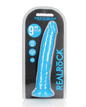 Shots Realrock 9&quot; Slim Dildo Glow In The Dark - Neon Blue - £24.47 GBP