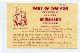 Part of the Fun of Eating at Pea Soup Andersen&#39;s Card Buellton CA Free W... - £21.79 GBP