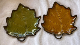 Set of 2 Certified International Fall Maple Leaf Shaped Salad Plates New 9” - £15.21 GBP