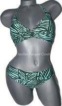NWT NANETTE LEPORE XS multi-color swimsuit bikini halter tropical green aqua - £69.04 GBP