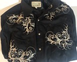 Roper Western Style Button Snap Shirt Black Medium Sh2 - $44.54