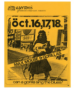 Canada MAX MOUSE &amp; the GORILLAS 1978 orig Concert POSTER/FLYER - £12.57 GBP