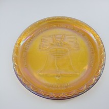 Carnival Glass Liberty Bell Plate 8&quot; Marigold Iridescent - $9.95