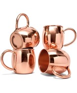 COPPER MOSCOW MULE MUG PLAIN COPPER HANDLE  NO LINING SET OF 4 COFFEE WI... - £42.25 GBP