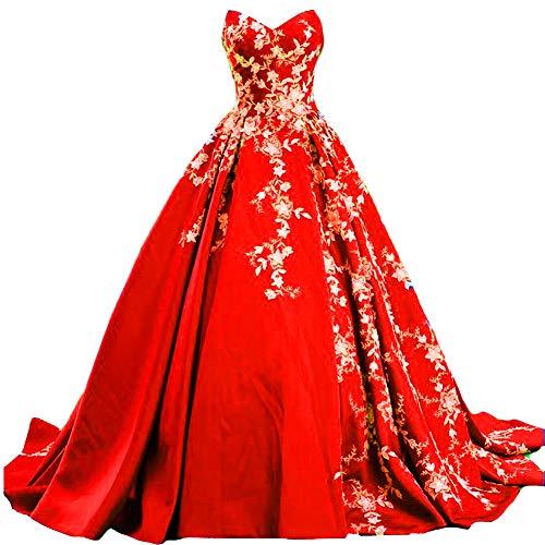 red dress 18w Plus Size White Lace Long Ball Gown Formal Prom Evening Dress Gothic Red US  18W