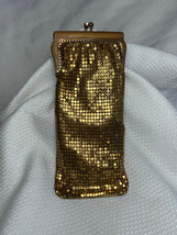 Long Vtg Chain Mail Glam Mesh Purse Gold Tone Metal Change Clutch Kiss C... - £23.86 GBP