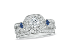 Vera Wang Love Real 14k White Gold Simulated Diamond Engagement Wedding Ring Set - £759.38 GBP