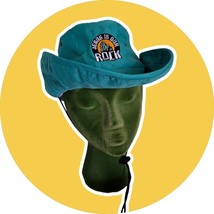 Jesus is Our Rock Kids  Sun Hat Turquoise Blue Stampede Strap Snap Up Sides - $9.30