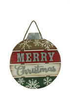 Red White and Green Wood Merry Christmas Ornament Wall Hanging - £16.22 GBP